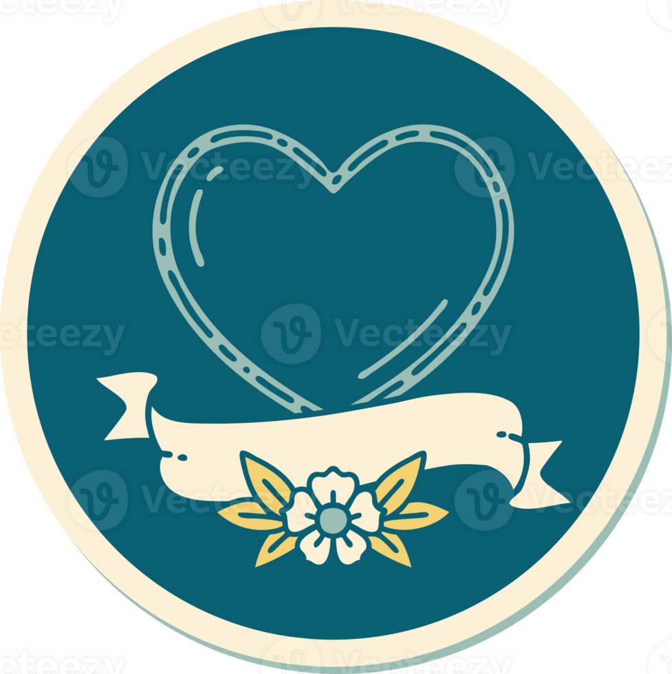 sticker of tattoo in traditional style of a heart and banner png