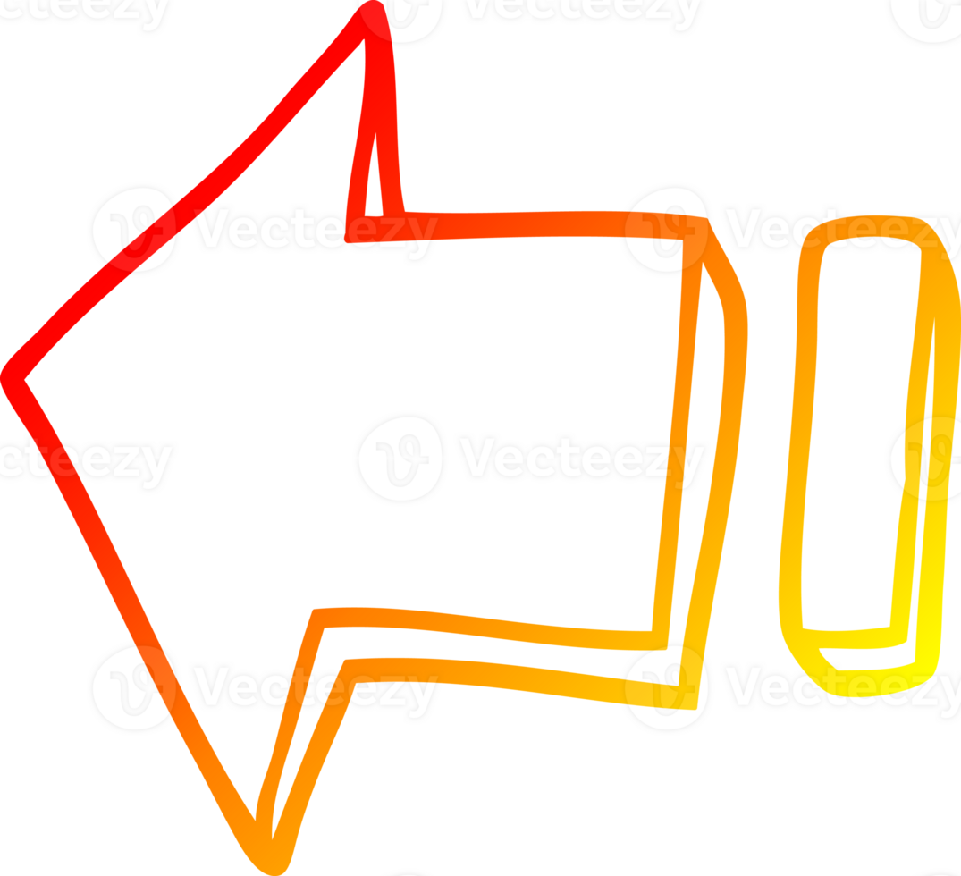 warm gradient line drawing of a cartoon pointing arrow png