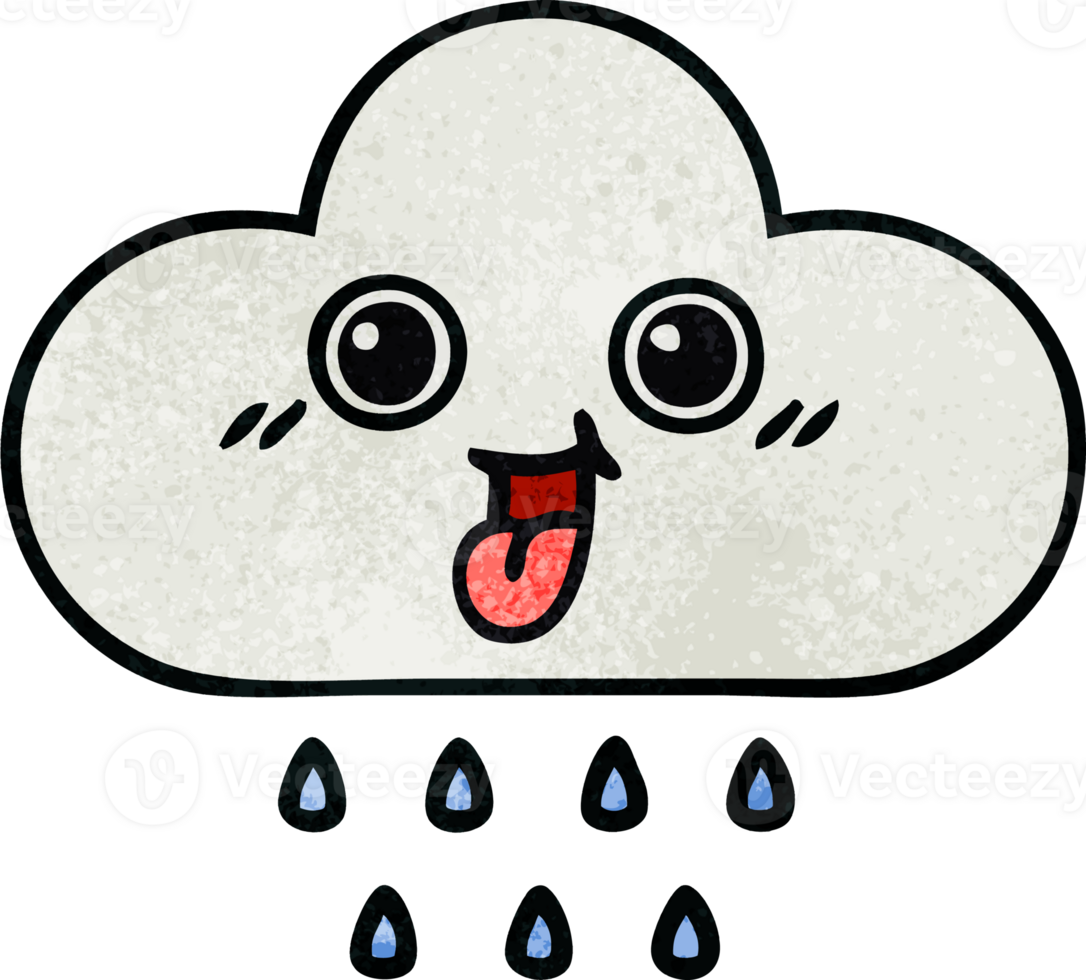 retro grunge texture cartoon of a rain cloud png