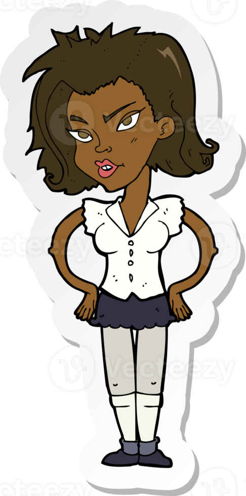 sticker of a cartoon woman with hands on hips png
