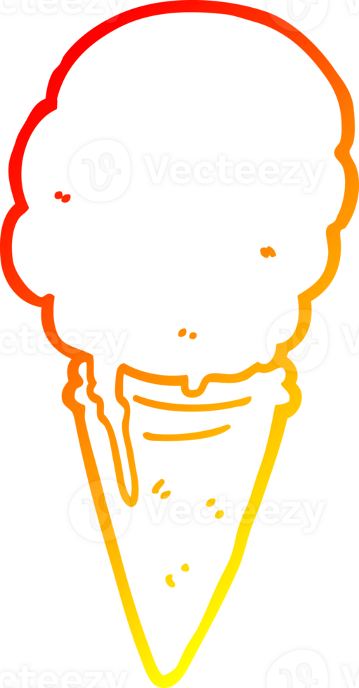 warm gradient line drawing of a cartoon ice cream png