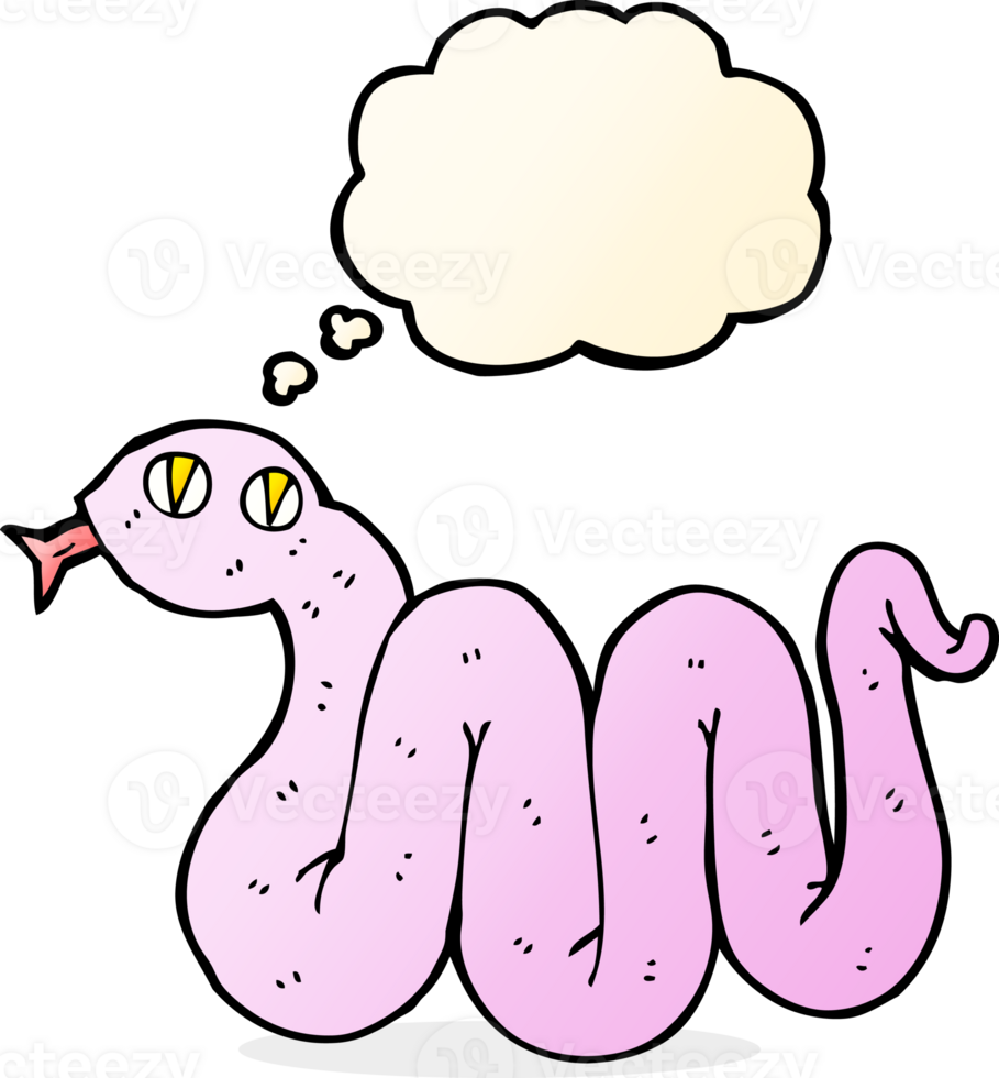 funny cartoon snake with thought bubble png