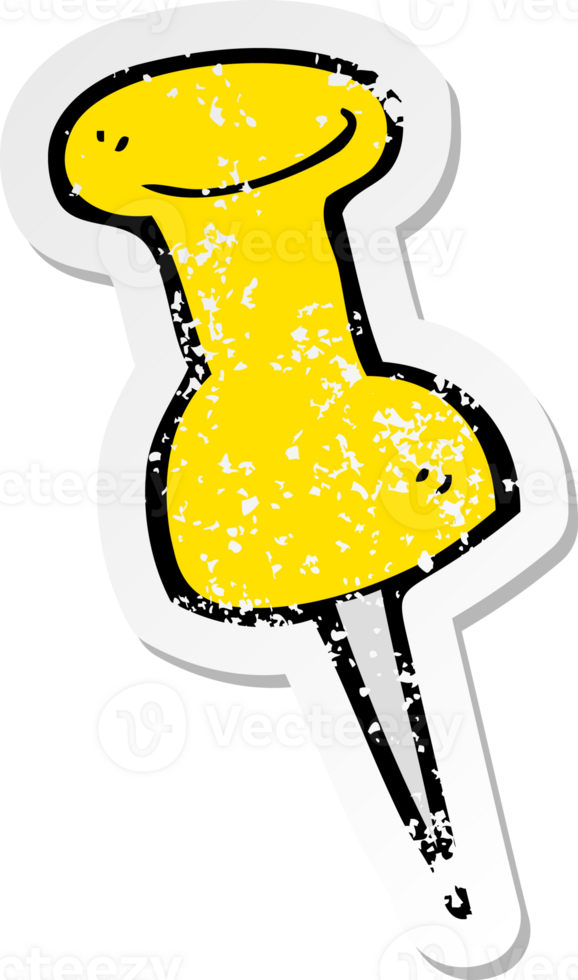 retro distressed sticker of a cartoon drawing pin png