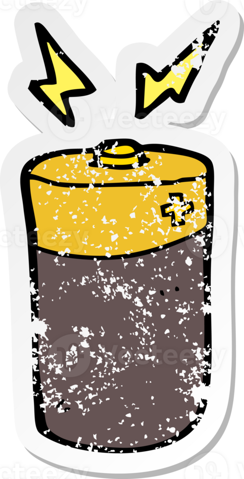 distressed sticker of a cartoon battery png