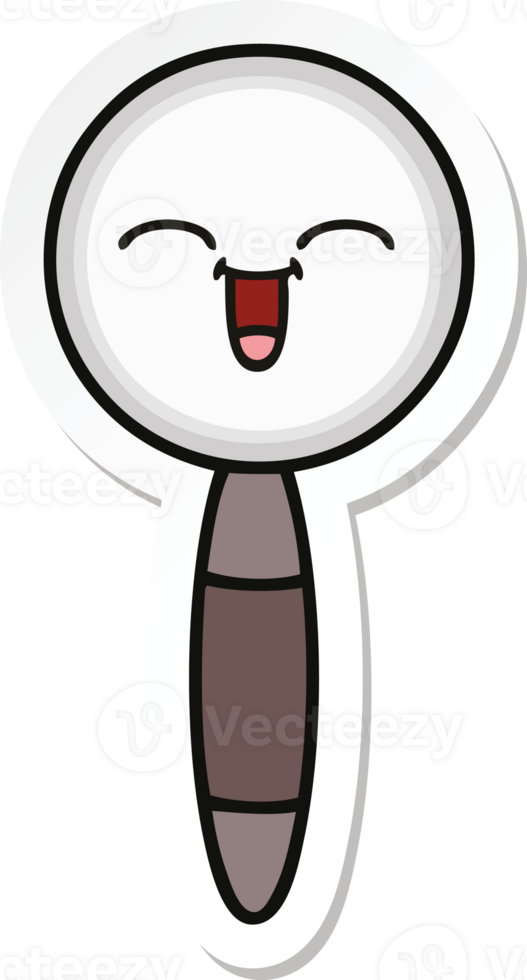 sticker of a cute cartoon magnifying glass png