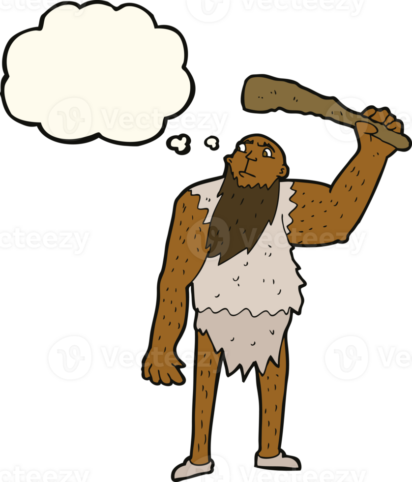cartoon neanderthal with thought bubble png