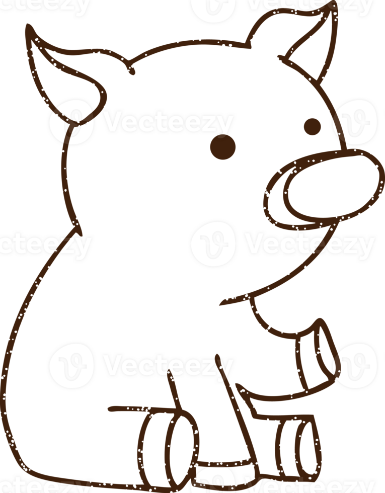 Cute Pig Charcoal Drawing png