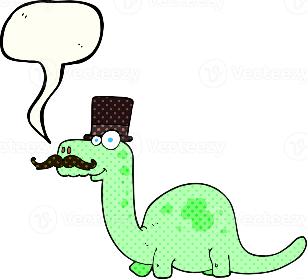 hand drawn comic book speech bubble cartoon posh dinosaur png