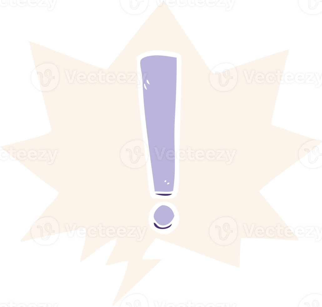 cartoon exclamation mark with speech bubble in retro style png