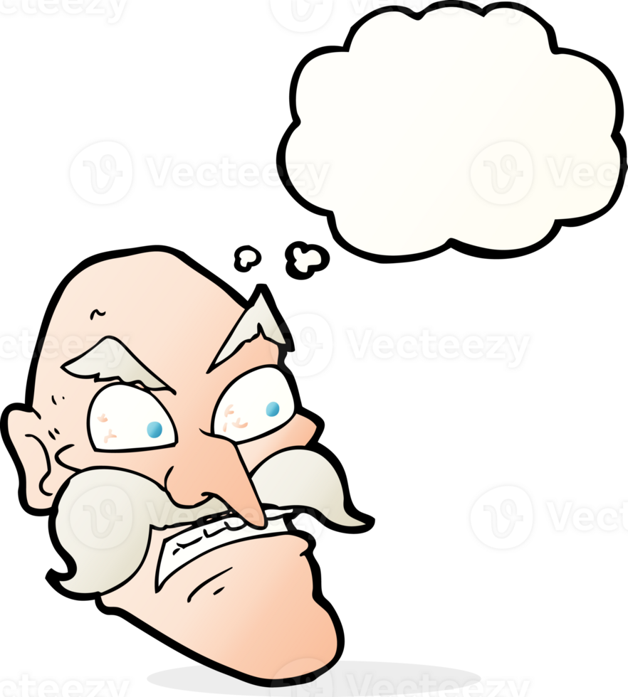 cartoon angry old man with thought bubble png