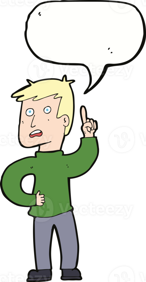 cartoon boy with idea with speech bubble png
