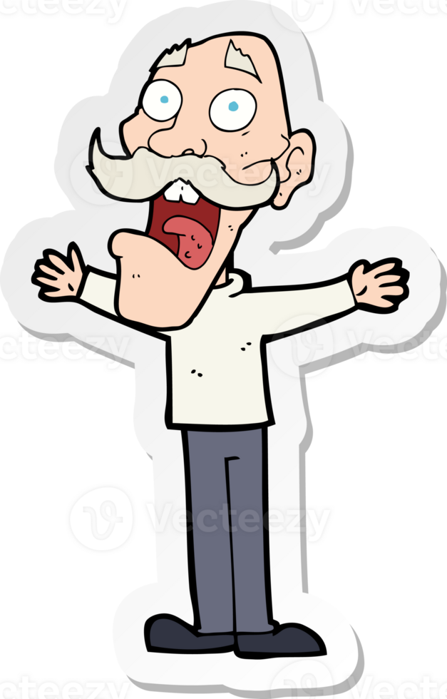 sticker of a cartoon stressed old man png