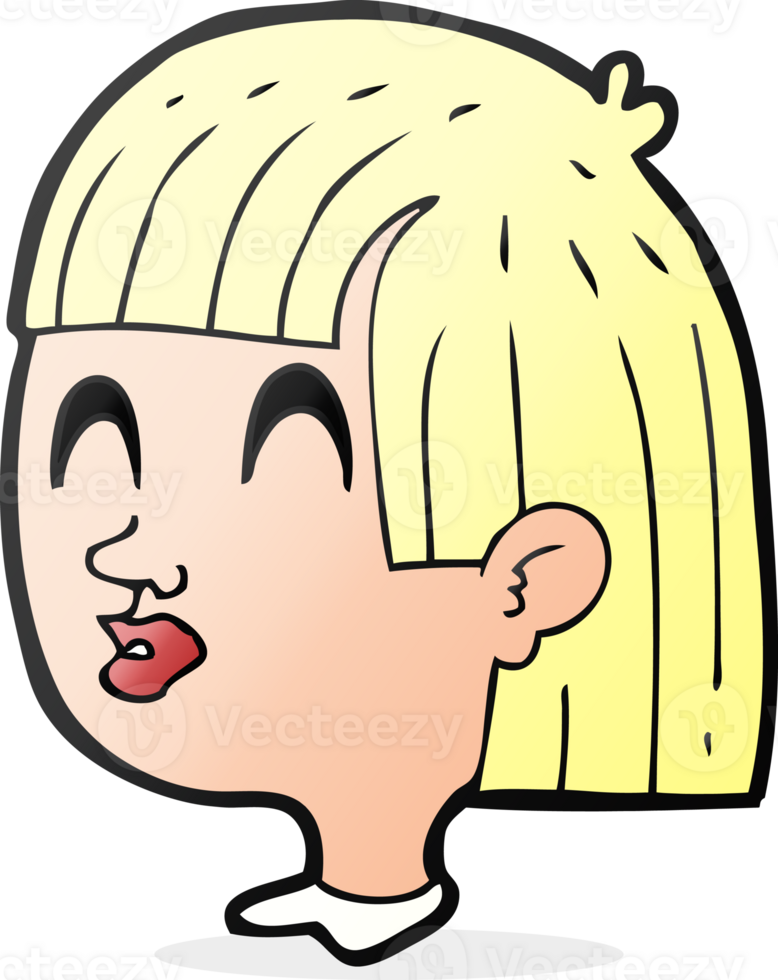 hand drawn cartoon female face png