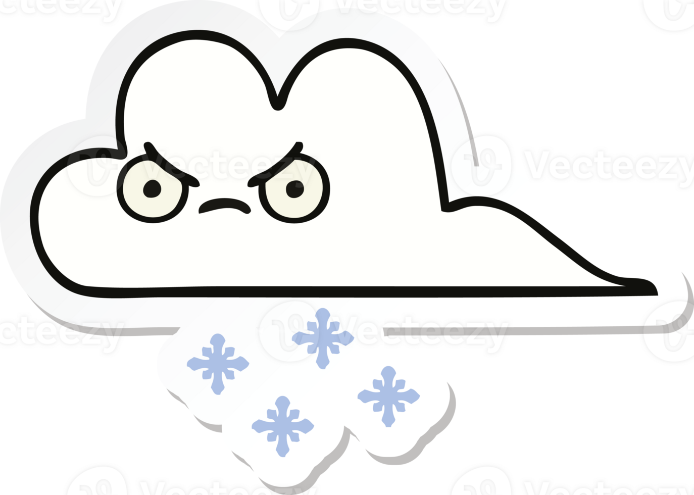 sticker of a cute cartoon snow cloud png
