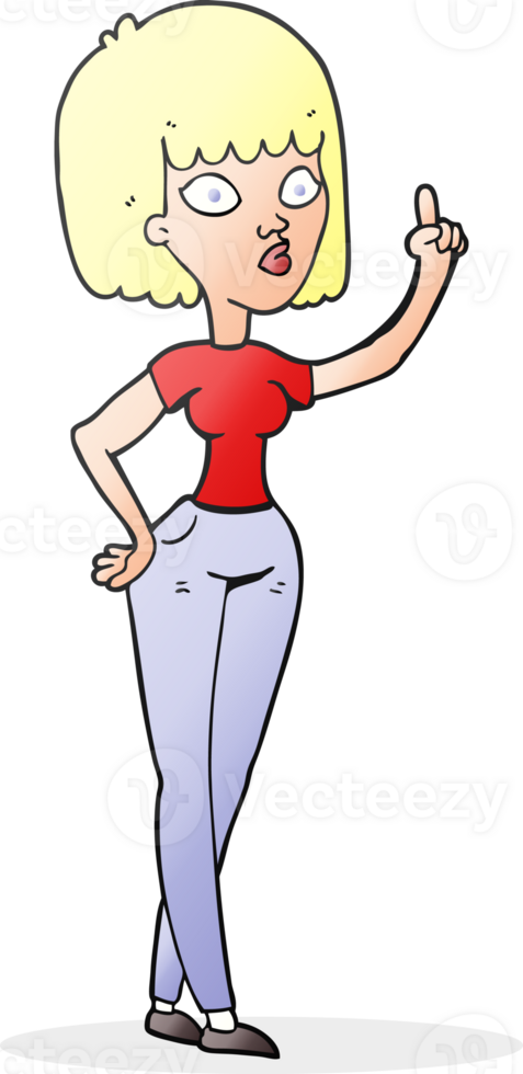 hand drawn cartoon woman with idea png