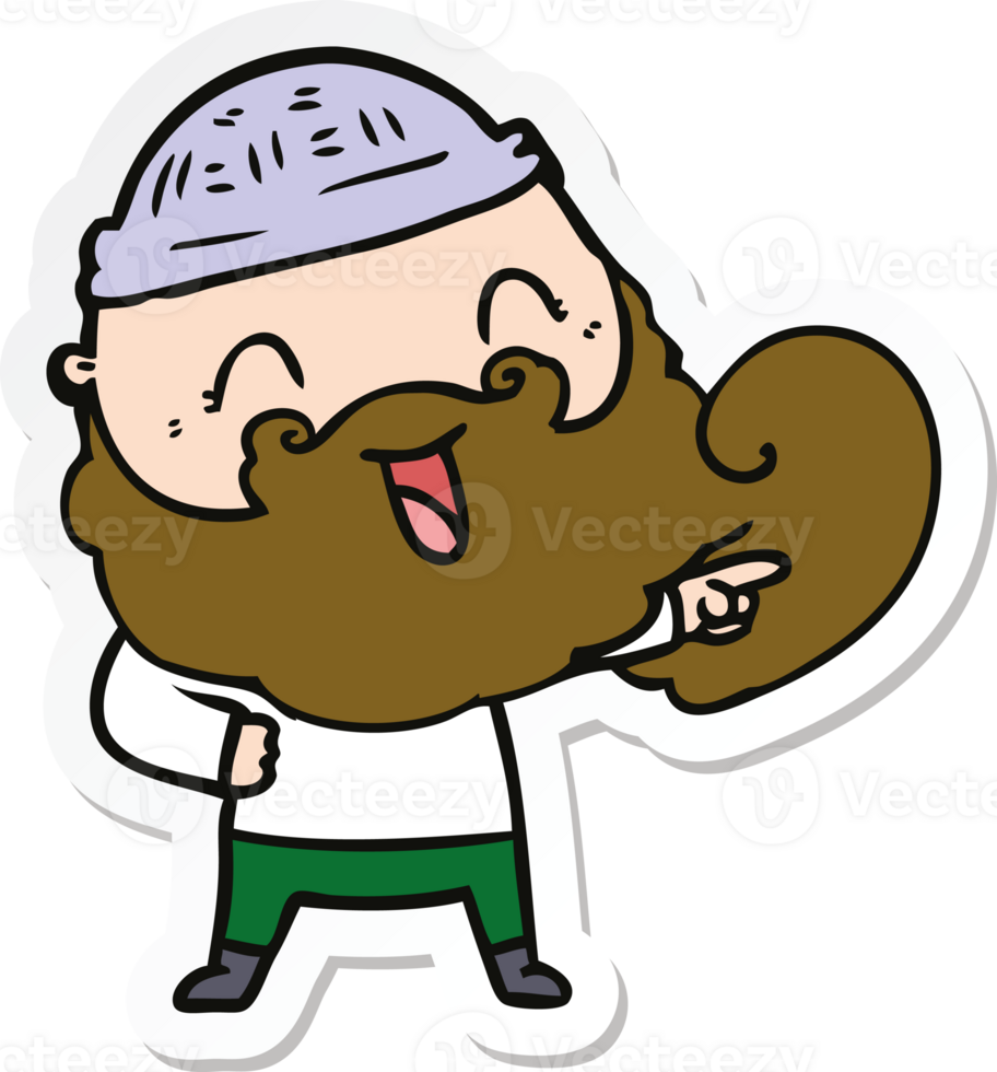 sticker of a happy man with beard and winter hat png