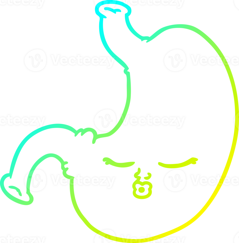 cold gradient line drawing of a cartoon stomach png