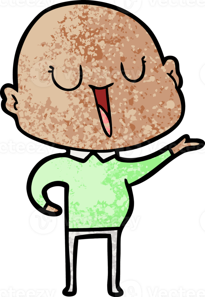 happy cartoon bald man png