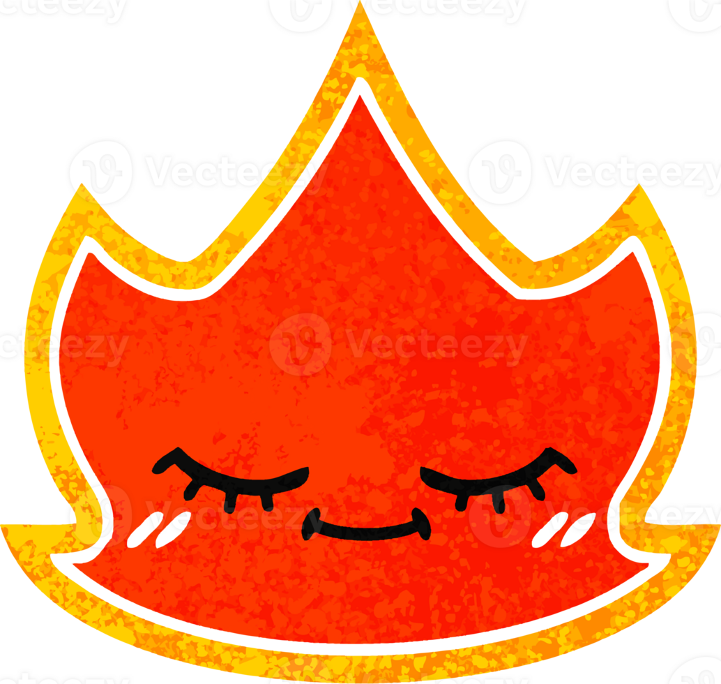 retro illustration style cartoon of a fire png