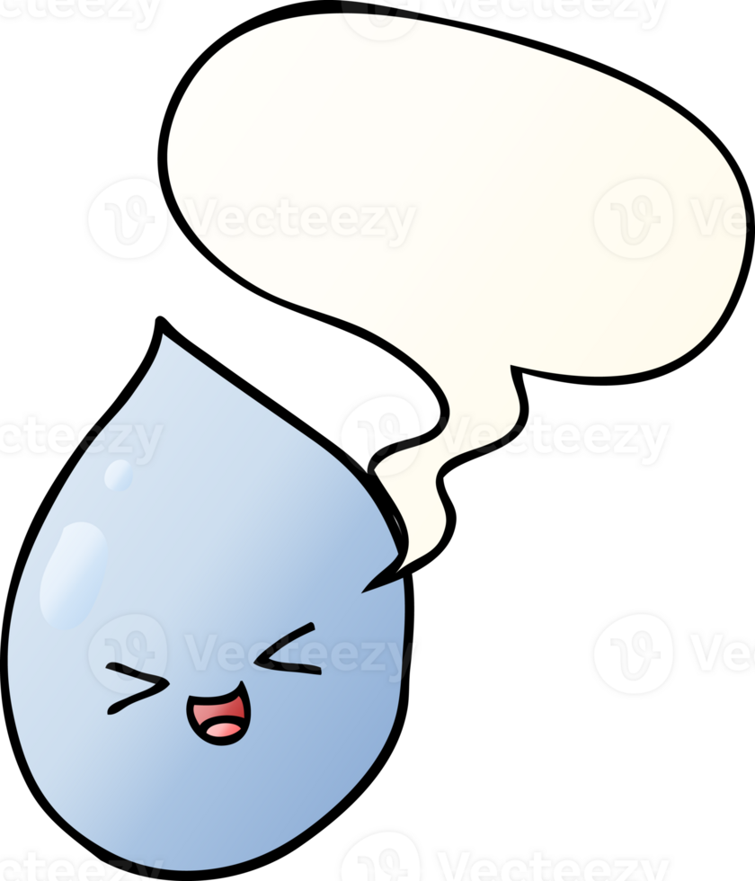 cartoon raindrop with speech bubble in smooth gradient style png