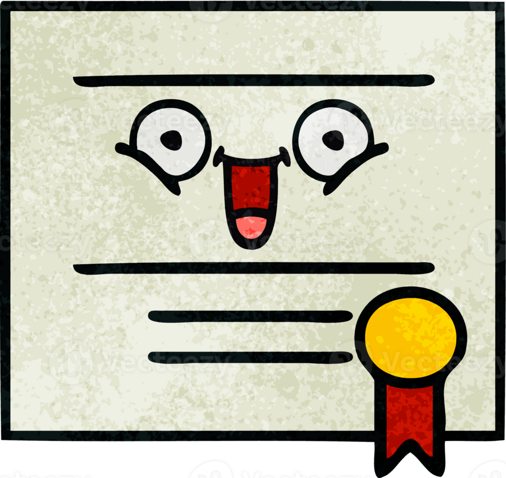 retro grunge texture cartoon of a graduation diploma png