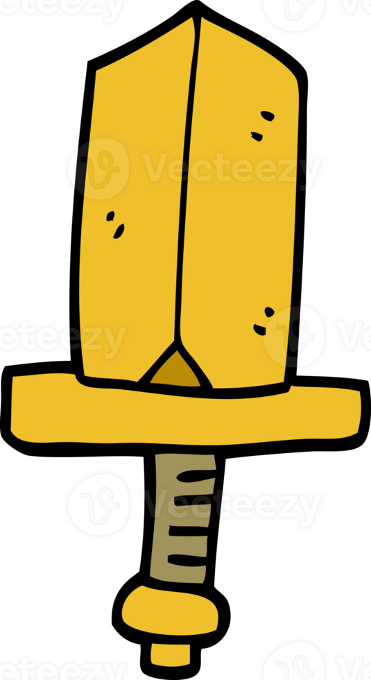 cartoon doodle gold dagger png