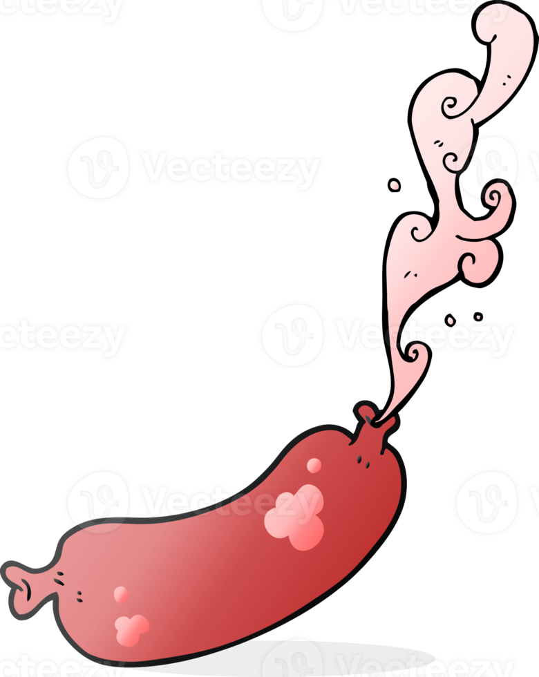 hand drawn cartoon squirting sausage png
