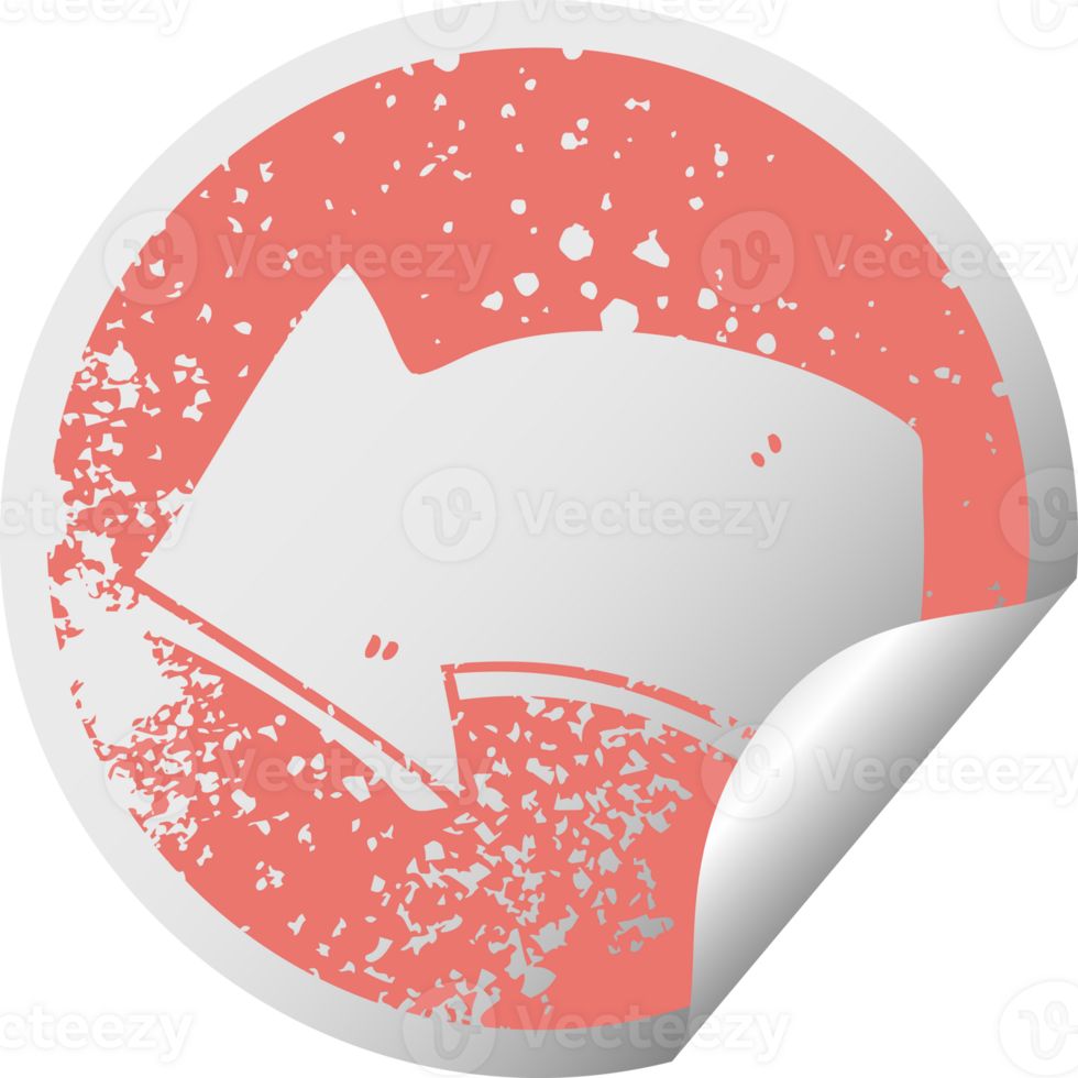 distressed circular peeling sticker quirky symbol arrow png