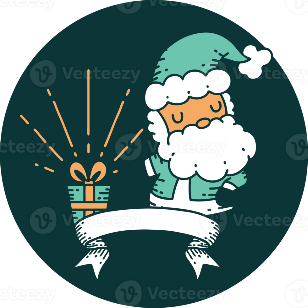 icon of a tattoo style santa claus christmas character png