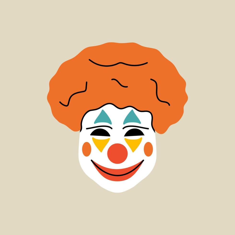 circo elementos en moderno departamento, línea estilo. mano dibujado ilustración de payaso mascarilla, aislado gráfico diseño elemento vector