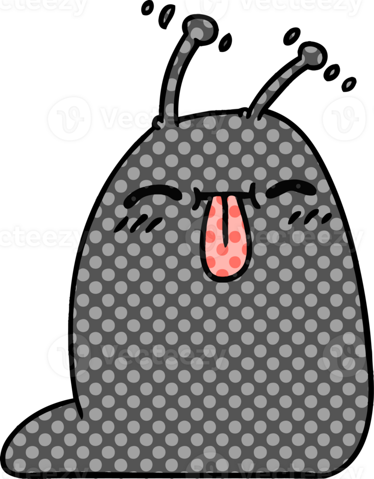 hand drawn cartoon of a happy kawaii slug png