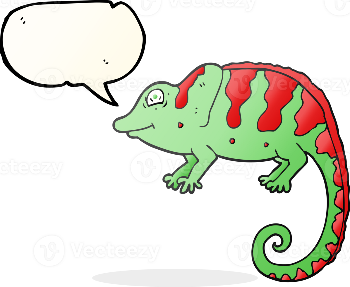 hand drawn speech bubble cartoon chameleon png