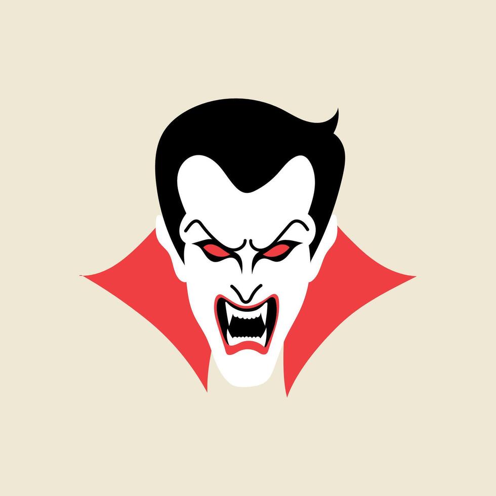 Vampire dracula character, Halloween element in modern flat, line style. Hand drawn illustration vector