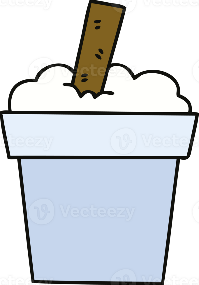 hand drawn quirky cartoon ice cream pot png