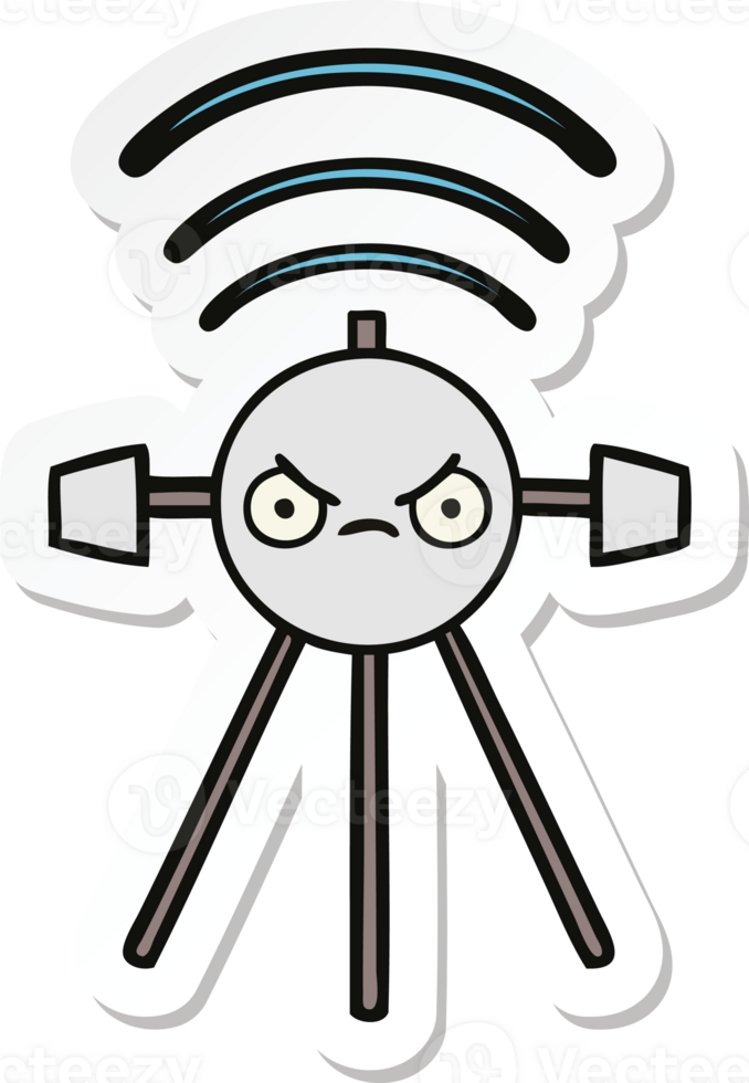 sticker of a cute cartoon satellite png