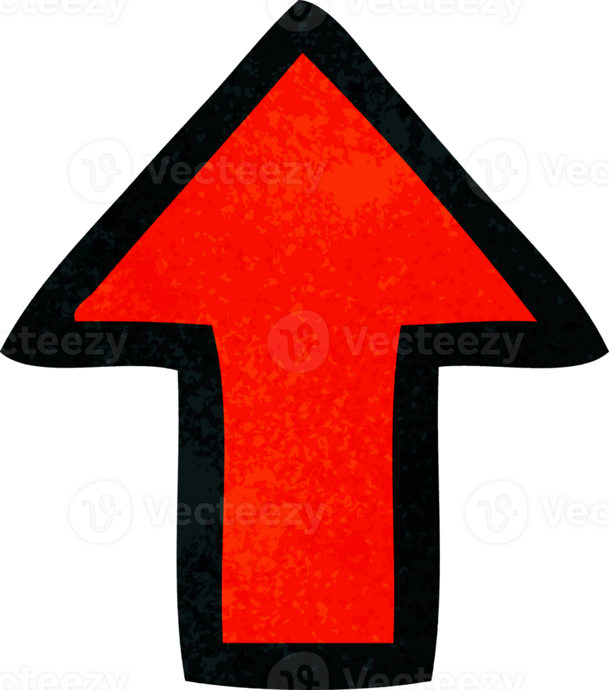 retro grunge texture cartoon of a pointing arrow png