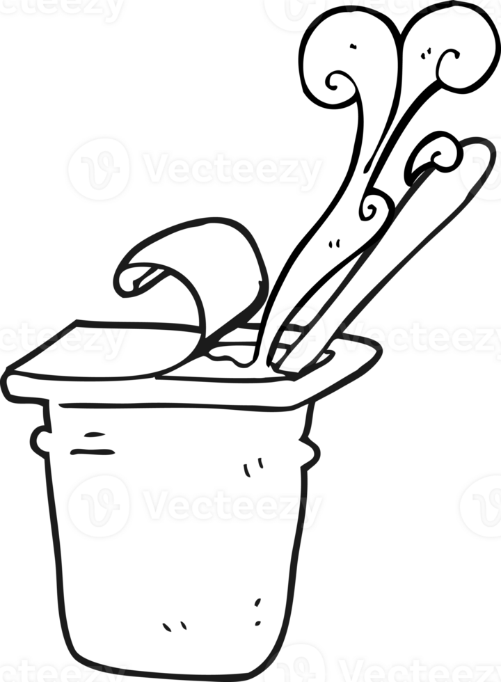 hand drawn black and white cartoon yogurt png