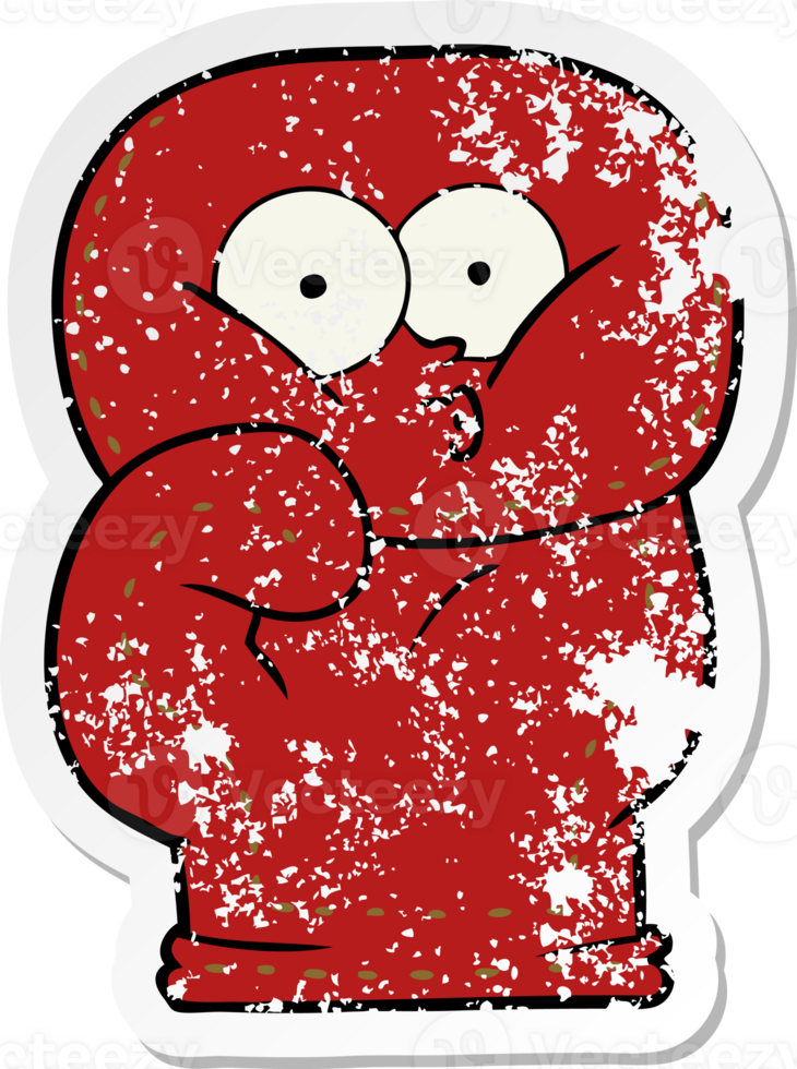 distressed sticker of a cartoon boxing glove png