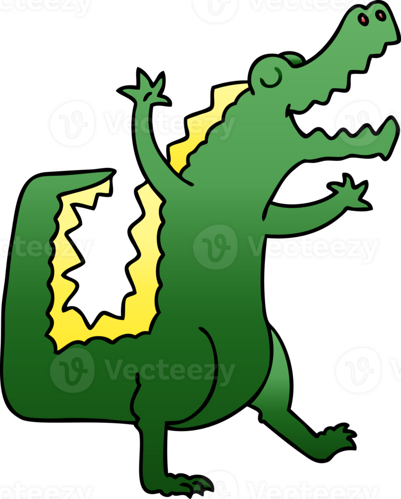 gradient shaded quirky cartoon crocodile png