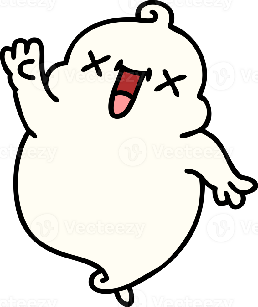 cartoon of a cute halloween ghost waving png