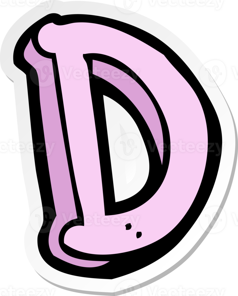 sticker of a cartoon letter D png