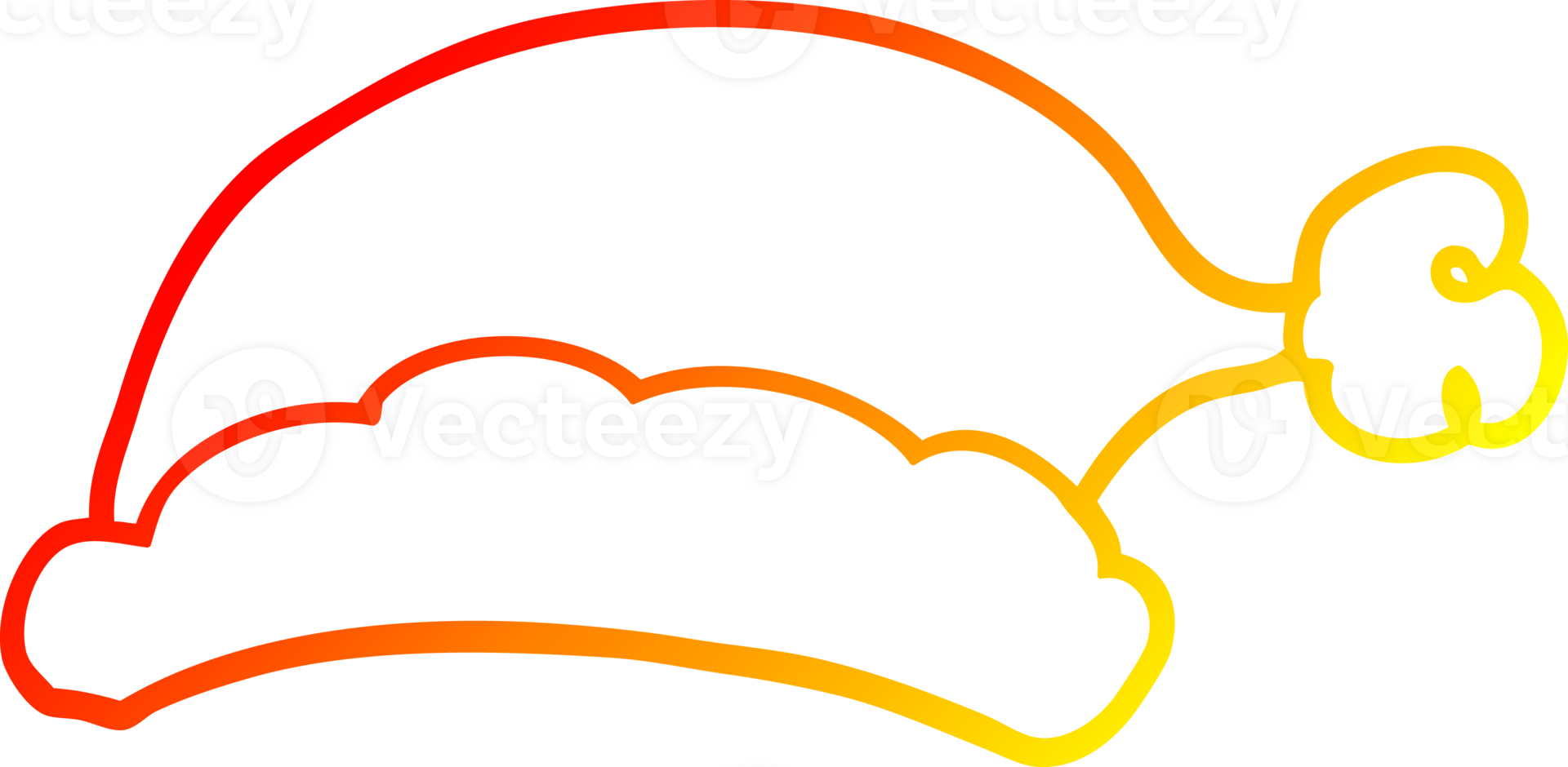 warm gradient line drawing of a cartoon christmas hat png