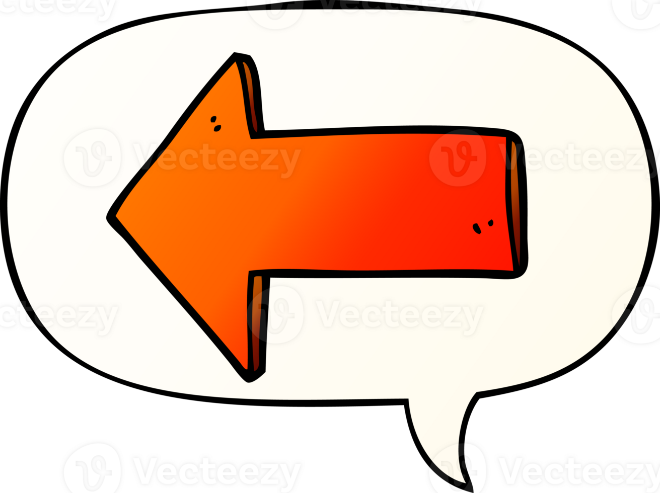 cartoon arrow with speech bubble in smooth gradient style png