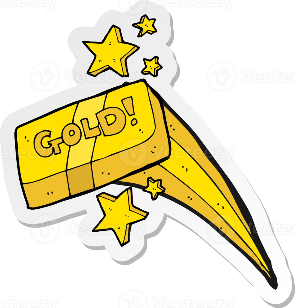 sticker of a cartoon bar of gold png