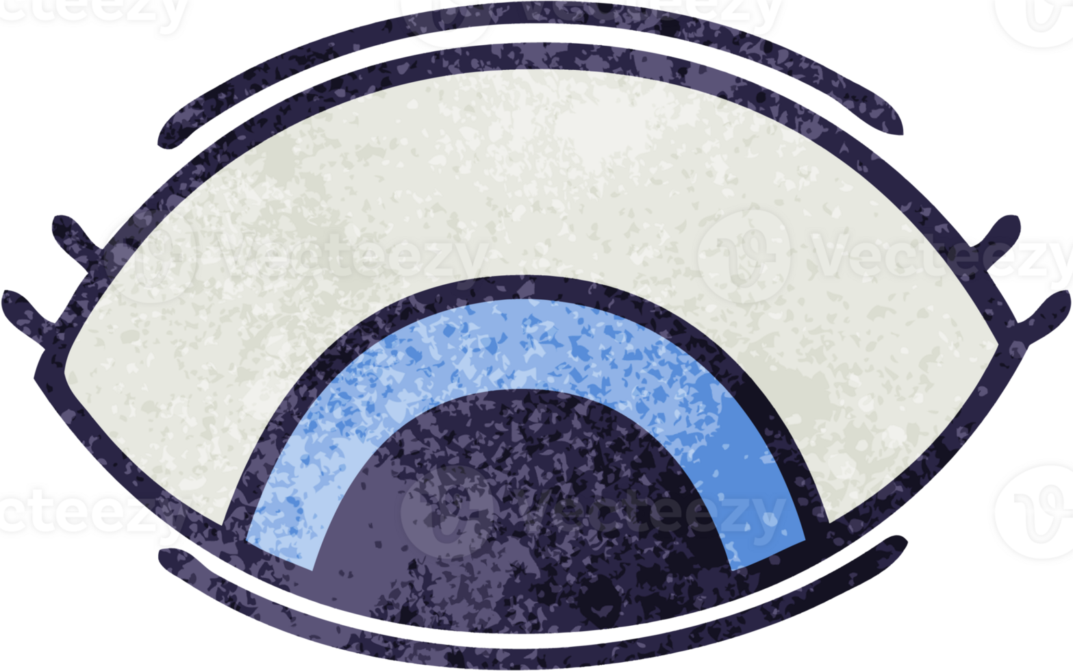 retro grunge texture cartoon of a eye looking down png