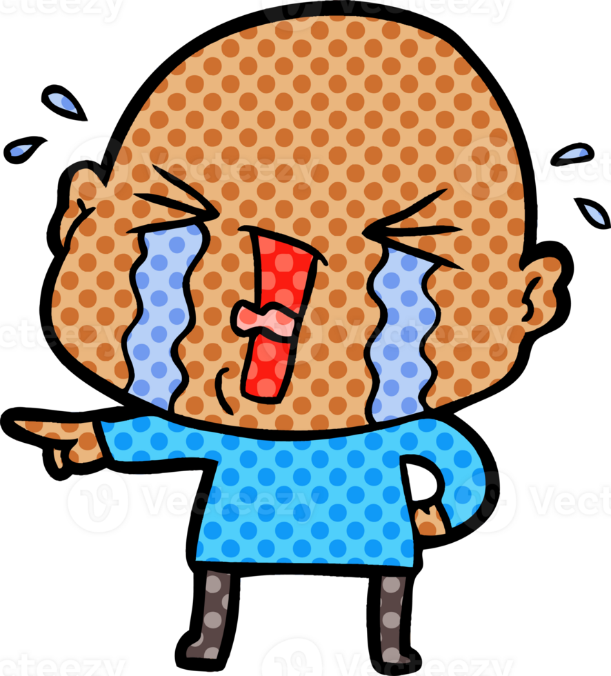 cartoon crying bald man png