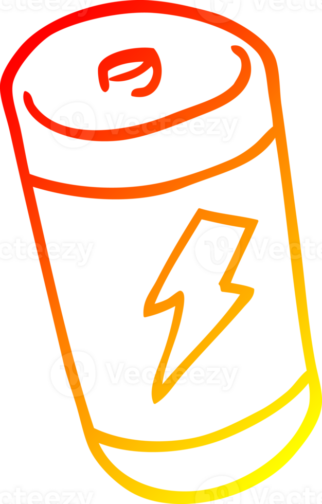 warm gradient line drawing of a cartoon battery png