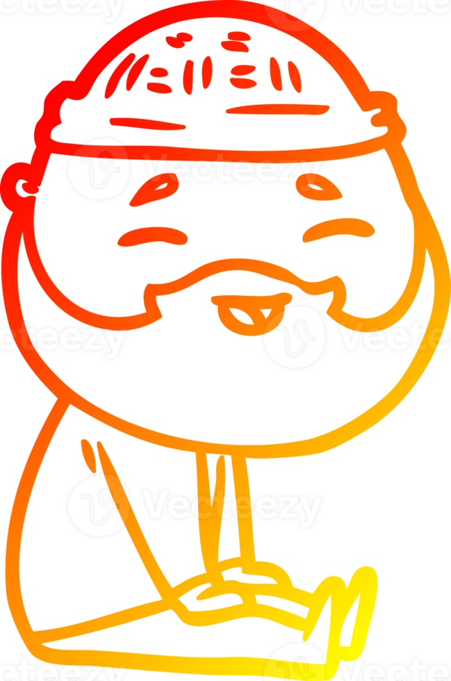 warm gradient line drawing of a cartoon happy bearded man png
