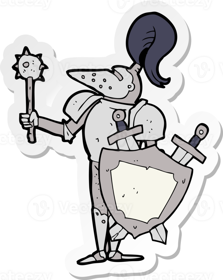sticker of a cartoon medieval knight with shield png