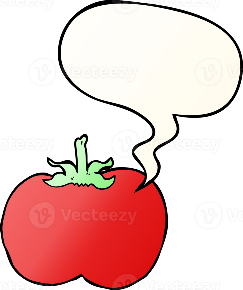cartoon tomato with speech bubble in smooth gradient style png